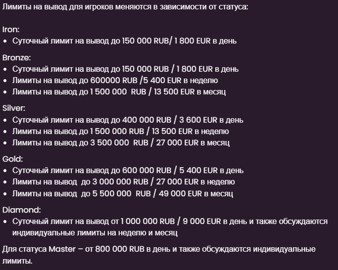 Лимиты по выводу средств в казино Daddy Лимиты по выводу средств в казино Daddy